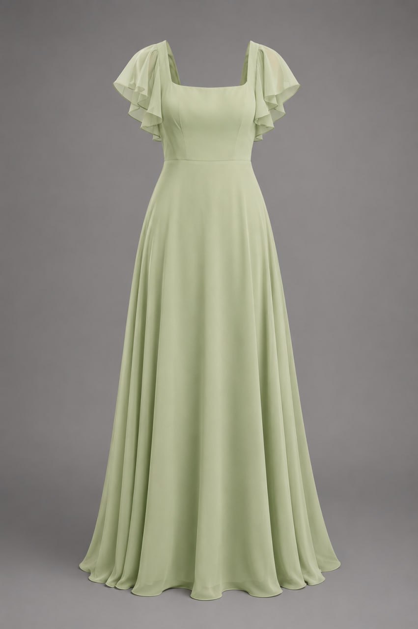 Light green formal dress with flutter sleeves for the Perfect Fit Sewing gallery