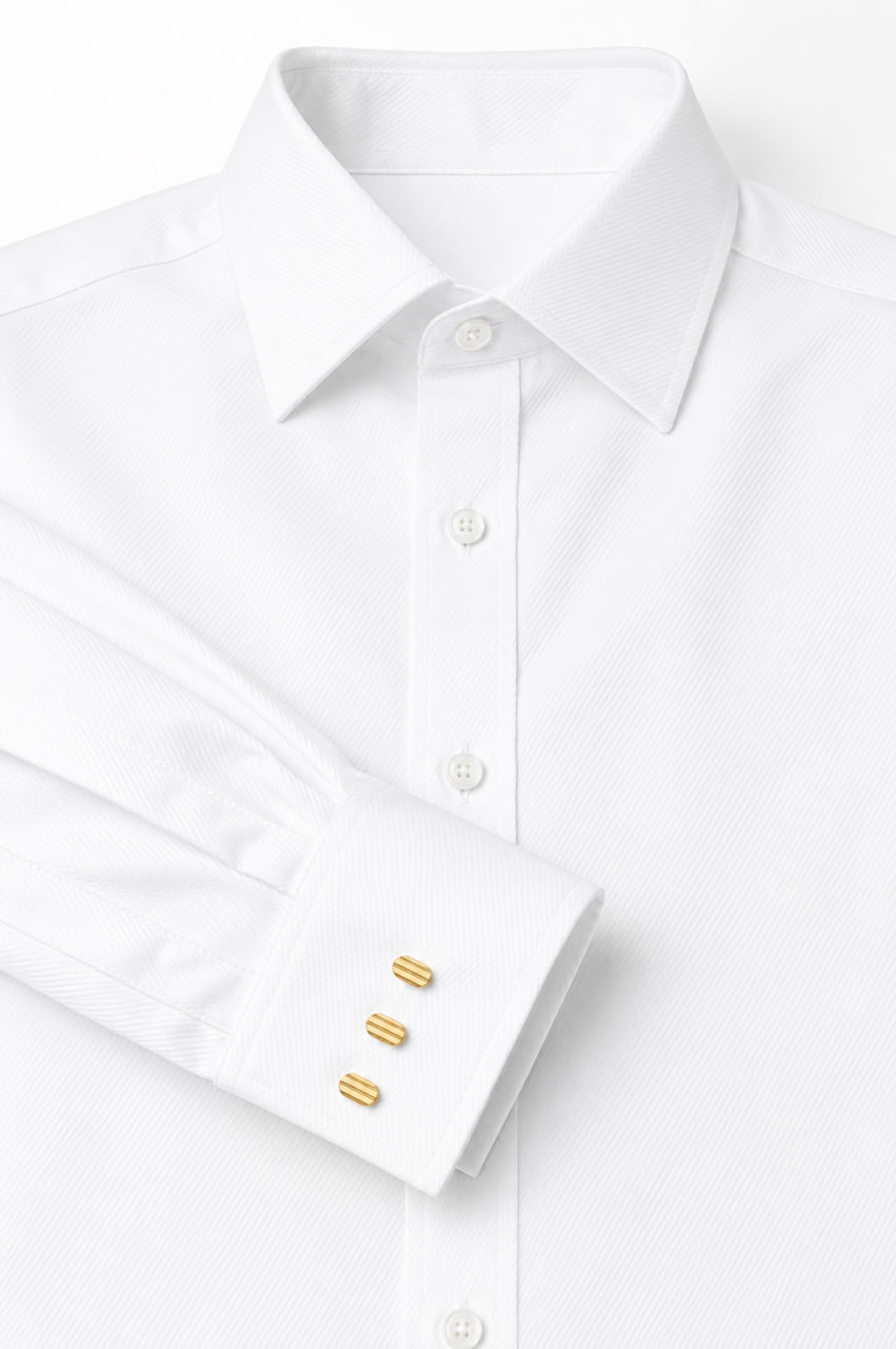 White dress shirt with gold cuff details for the Perfect Fit Sewing gallery